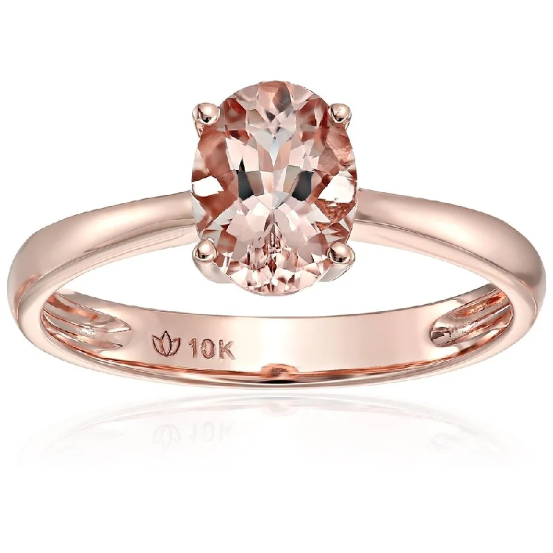 10k Rose Gold Morganite Oval Solitaire Engagement Ring, Size 7 - Pink