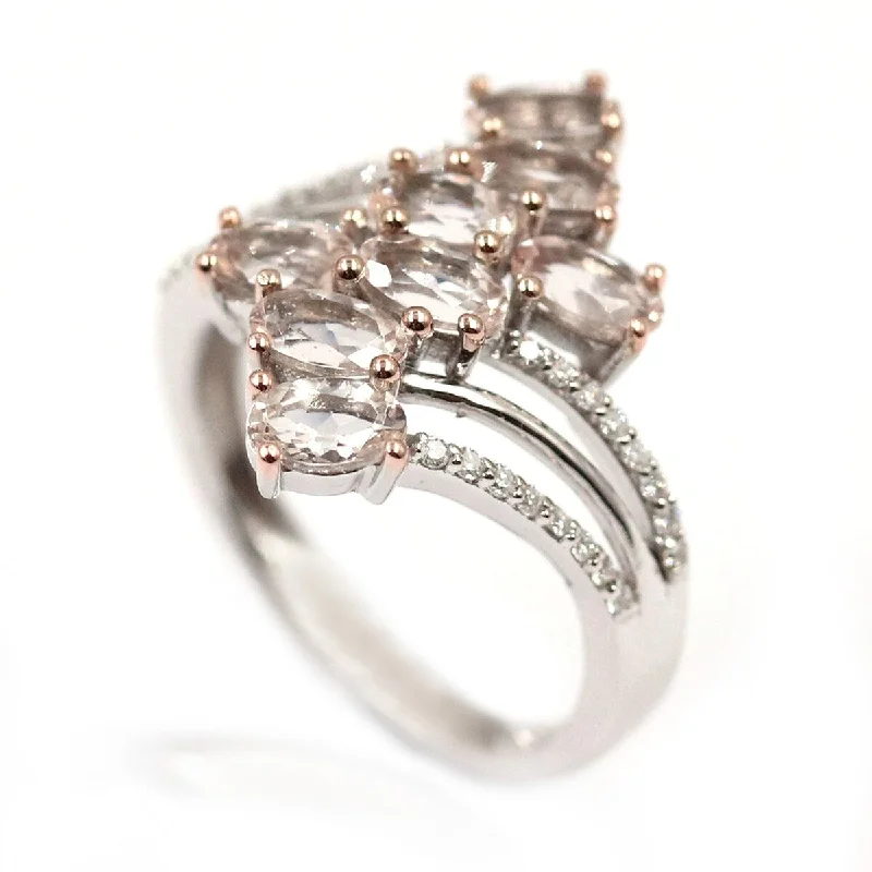 14KT White Gold Morganite and White Diamond Ring