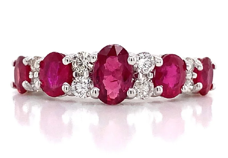 18ct White Gold Oval Earth Grown Ruby And Diamond Ring