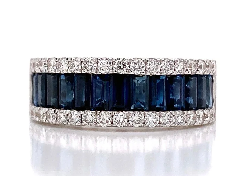 18ct White Gold Earth Grown Sapphire And Diamond Band