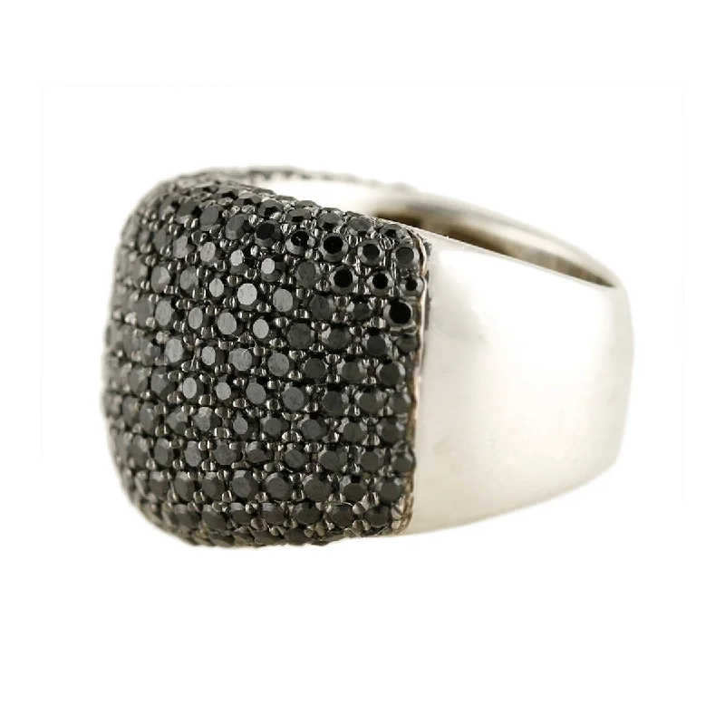 925 Sterling Silver Black Spinel Band Ring