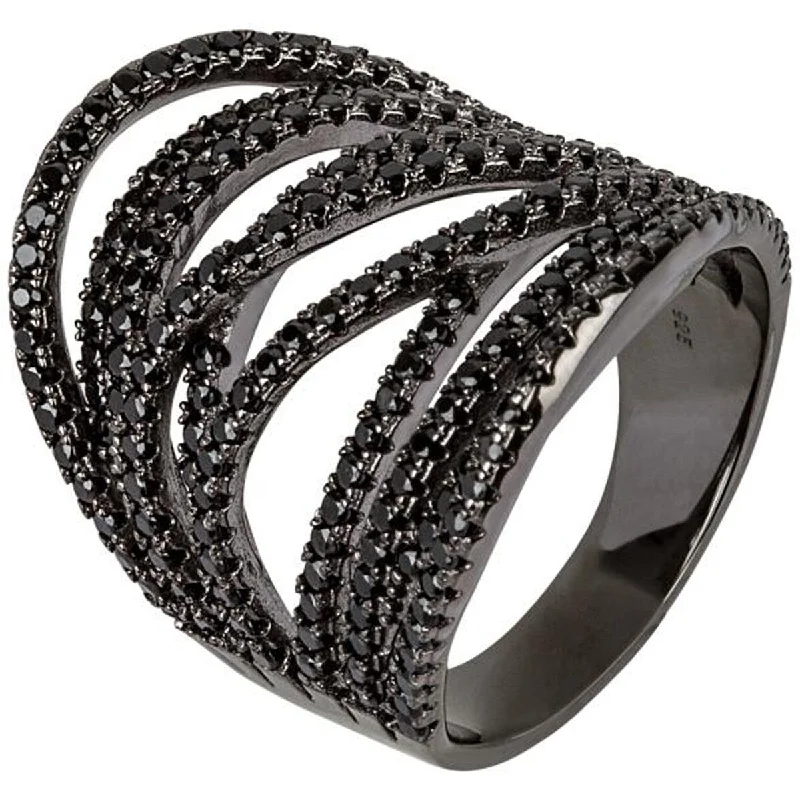 925 Sterling Silver Black Spinel Ring