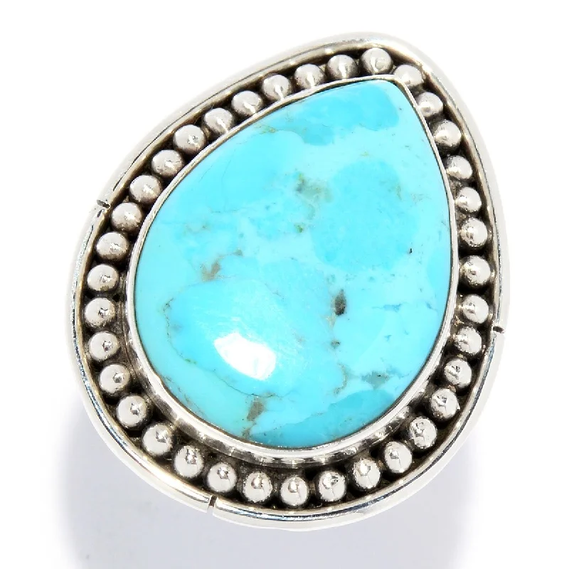 925 Sterling Silver Kingman Turquoise Solitaire Ring