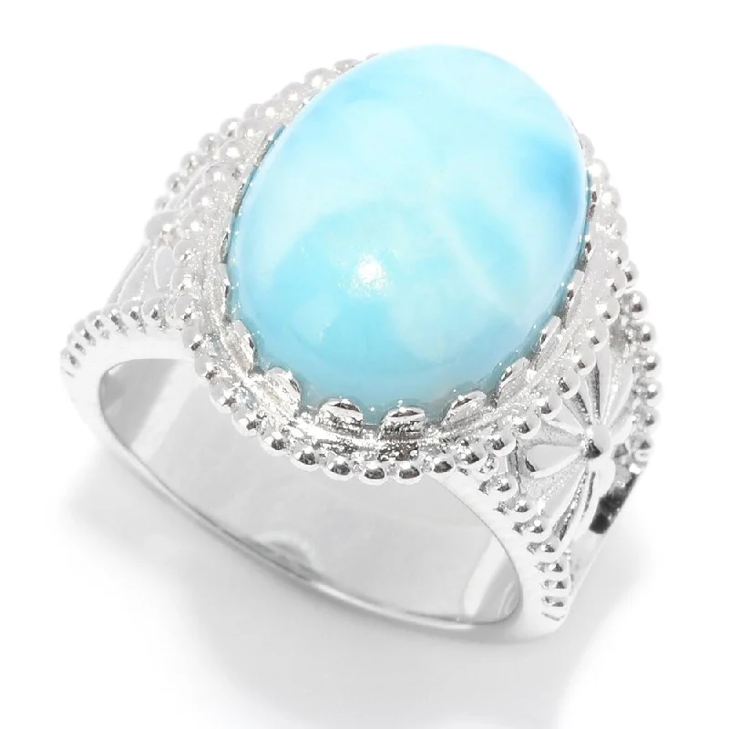 925 Sterling Silver Larimar Ring