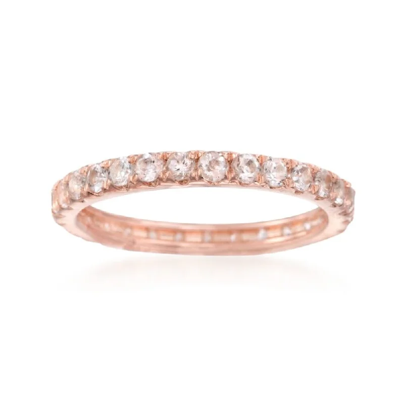 925 Sterling Silver Morganite Gemstone Eternity Band Ring