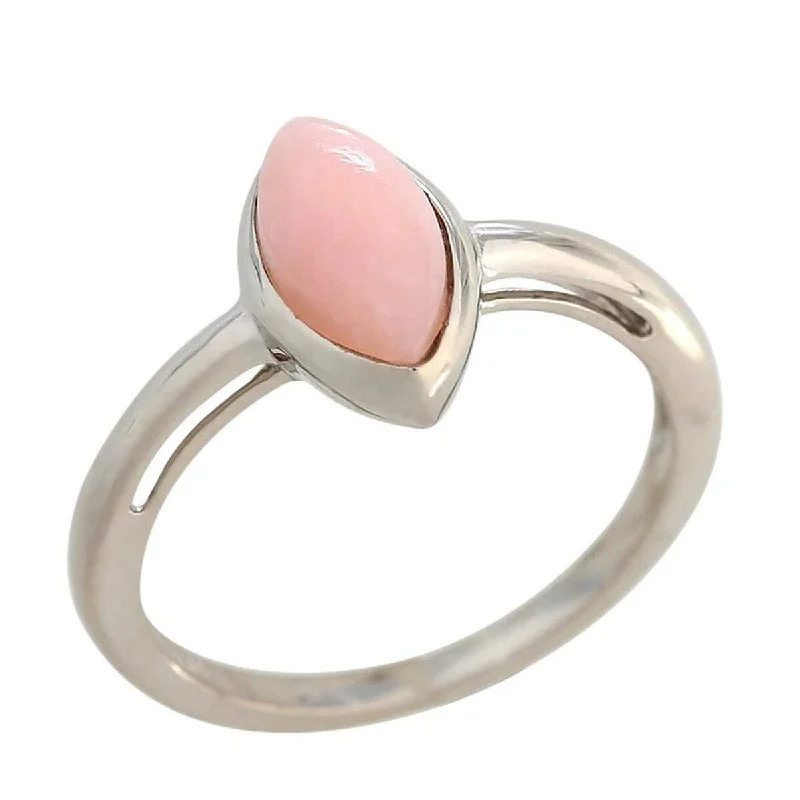 925 Sterling Silver Pink Opal Solitaire Ring