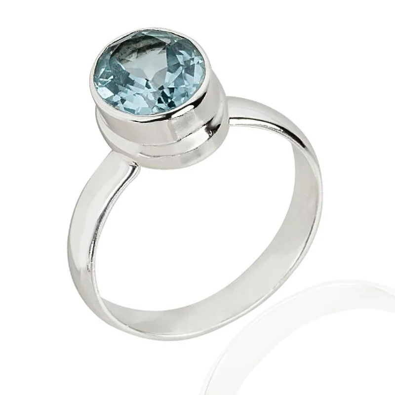 925 Sterling Silver Sky Blue Topaz Solitaire Ring