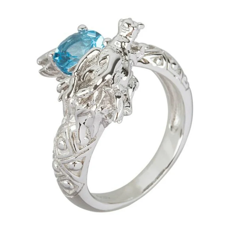 925 Sterling Silver Swiss Blue Topaz Ring