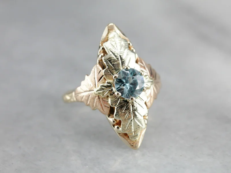 Black Hills Gold Blue Zircon Dinner Ring