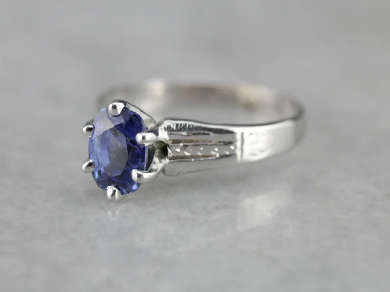 Bright Blue Sapphire Solitaire Ring