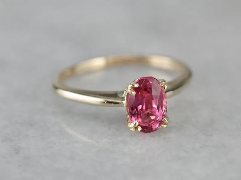 Bright Pink Sapphire Solitaire Ring