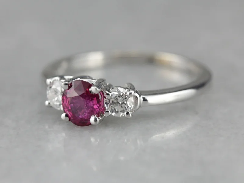 Classic Three Stone Pink Sapphire Ring