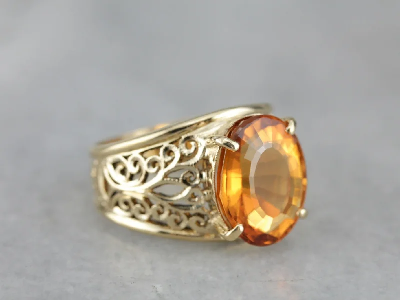 Fine Filigree Citrine Statement Ring