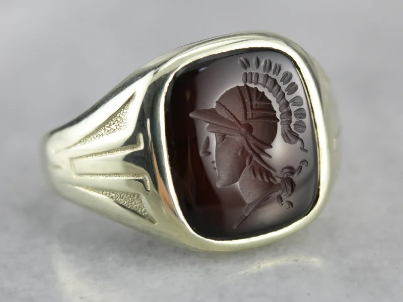 Men's Art Nouveau Carnelian Intaglio Ring