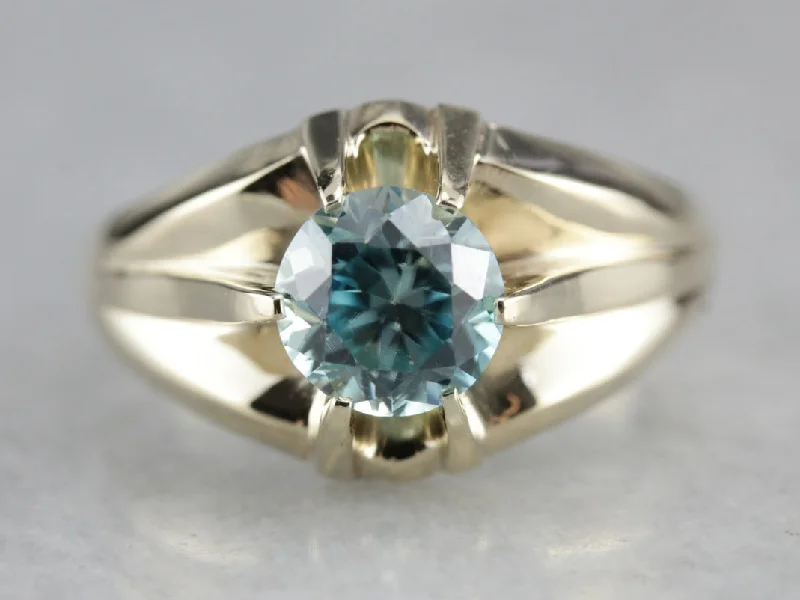 Men's Blue Zircon Solitaire Ring