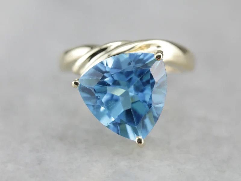 Modern Blue Topaz Cocktail Ring