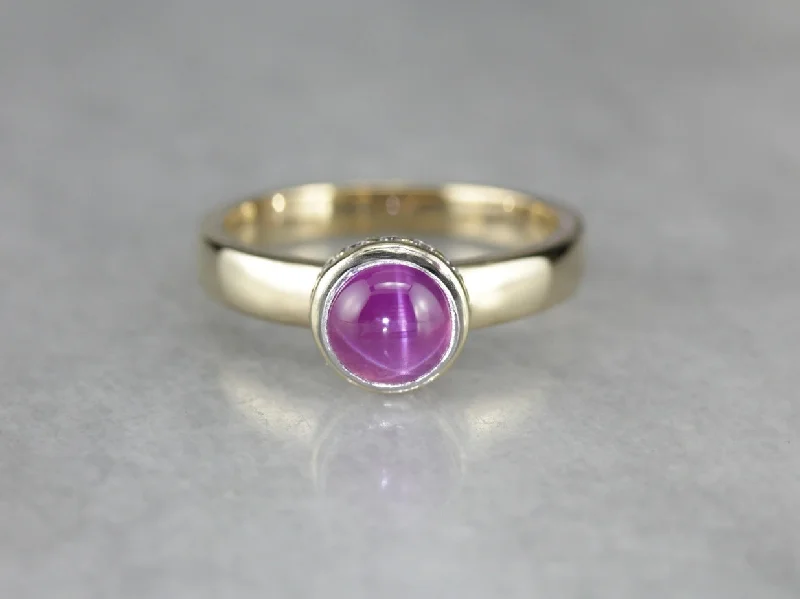 Modern Pink Star Sapphire Ring