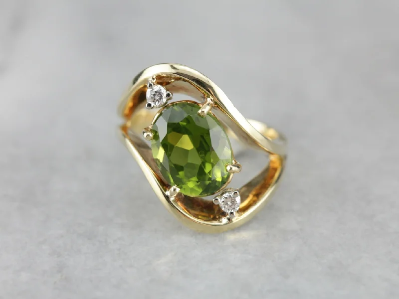 Modernist Peridot Cocktail Ring