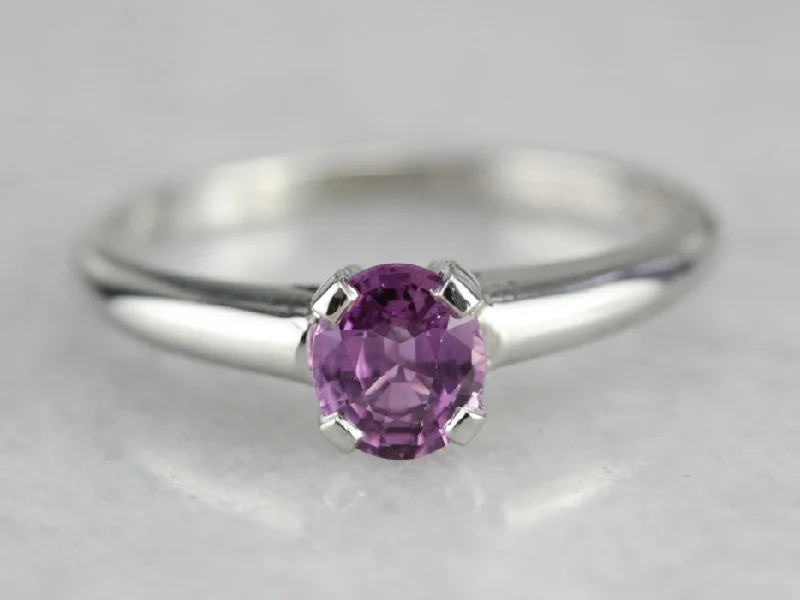 Pink Sapphire Solitaire Ring