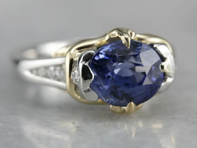 Platinum and Gold Sapphire Statement Ring