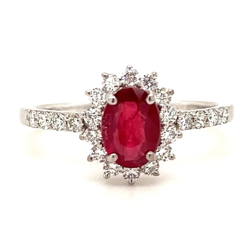 Earth Grown Ruby and Diamond Cluster in 18ct White Gold