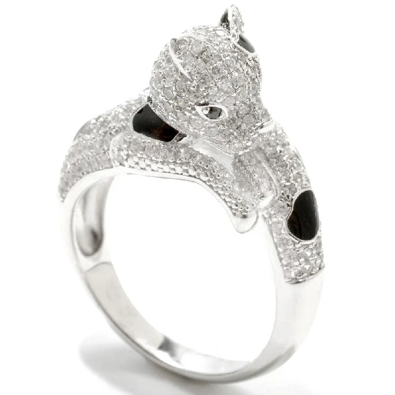 Sterling Silver 1.92ctw White Natural Zircon & Black Spinel Ring