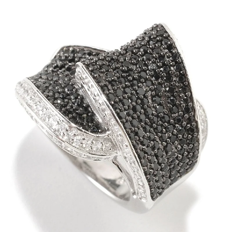 Sterling Silver 2.15ctw Black Spinel Ring