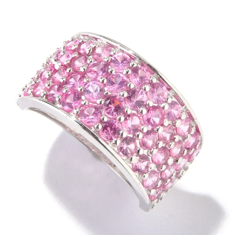 Sterling Silver 2.39Ctw Pink Spinel Cluster Ring