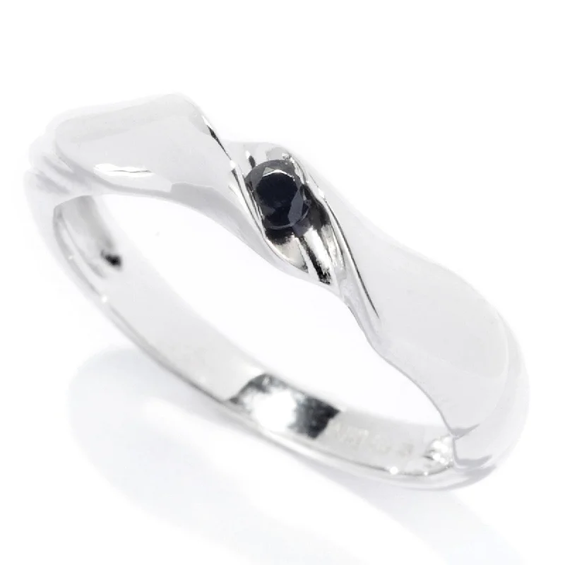 Sterling Silver 2.5Mm Round 0.07Ctw Black Spinel Stack Band Ring