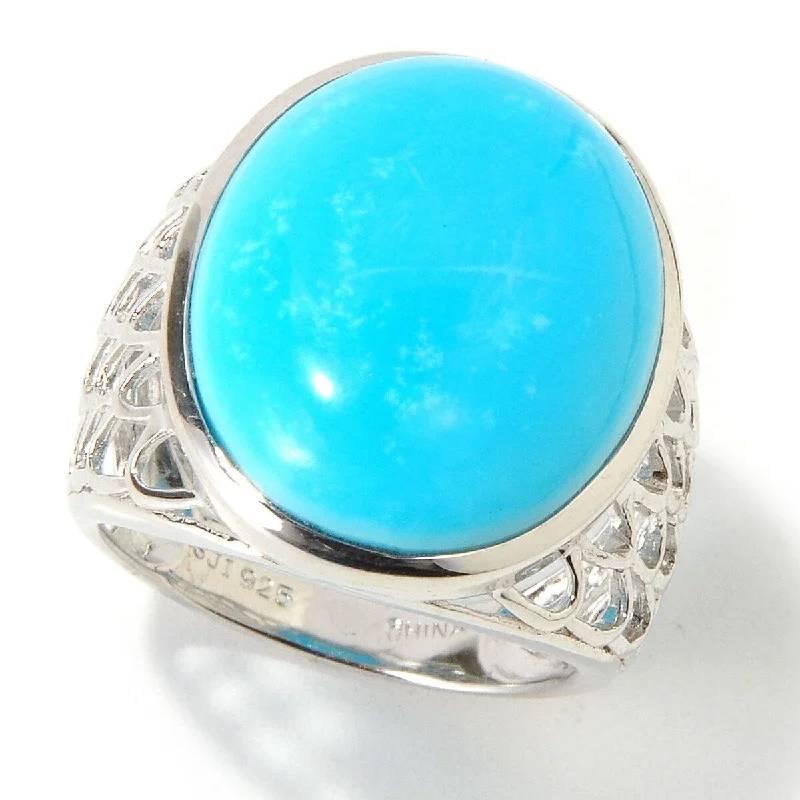 Sterling Silver 20X15 Oval Cab 13.45Ctw Turquoise Ring