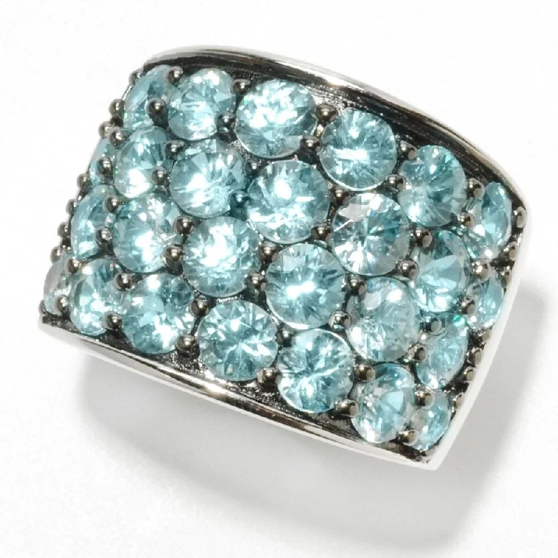 Sterling Silver 8.68ctw Blue Zircon Band Ring