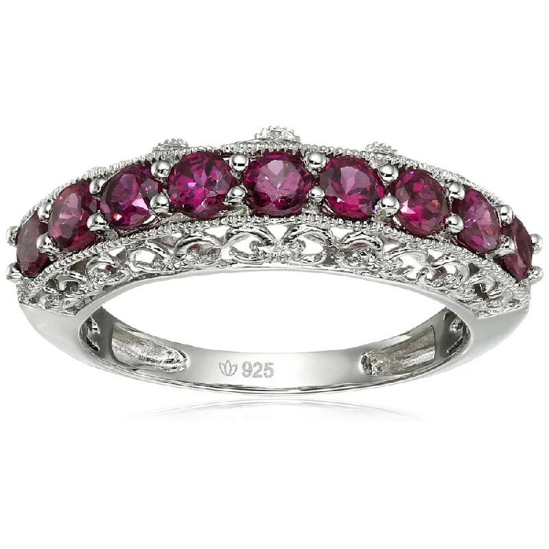 Sterling Silver Rhodolite Stackable Band Ring Size - 7