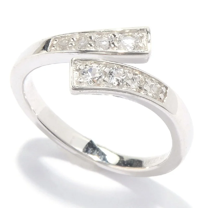 Sterling Silver White Topaz Open Bypass Toe Ring