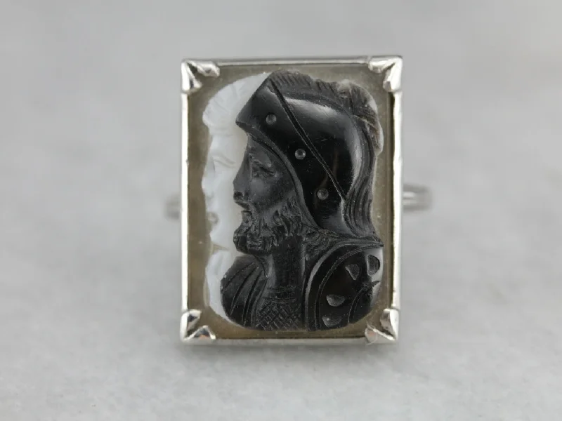 Unique Double Soldier Stone Cameo Ring