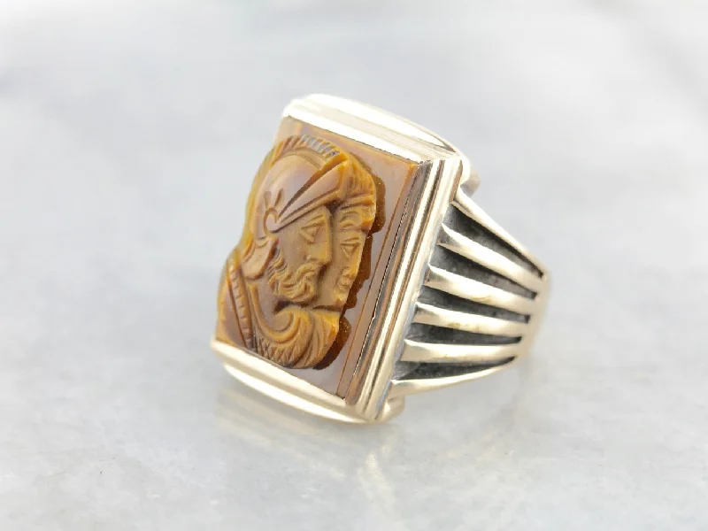 Vintage Men's Intaglio Tiger's Eye Statement Ring