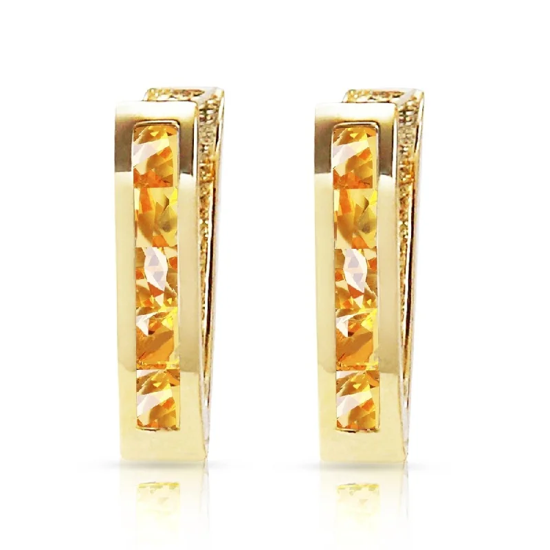 0.7 Carat 14K Solid Gold Oval Huggie Earrings Citrine