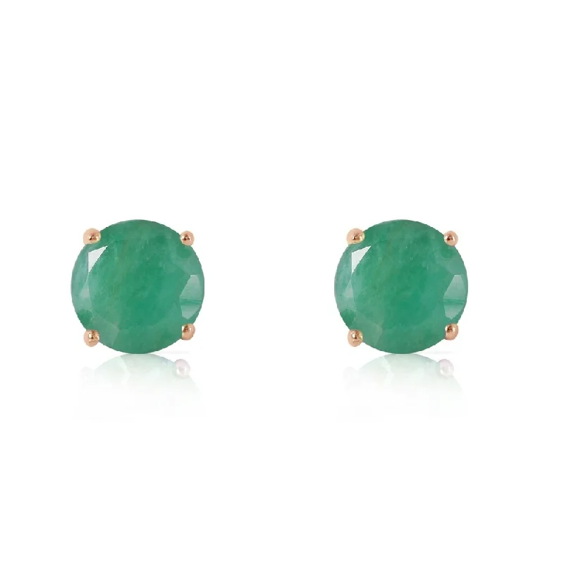 0.95 Carat 14K Solid Rose Gold Spotlight Emerald Stud Earrings