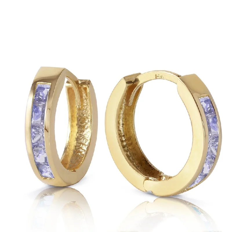 0.95 CTW 14K Solid Gold Huggie Hoop Earrings Tanzanite