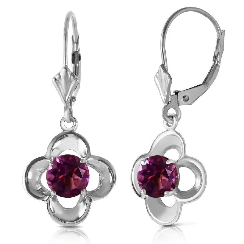 1.1 Carat 14K Solid Gold Amethyst Flower Bloom Gemstone Earrings