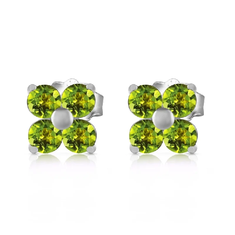 1.15 Carat 14K Solid White Gold Glimmering Smile Peridot Earrings