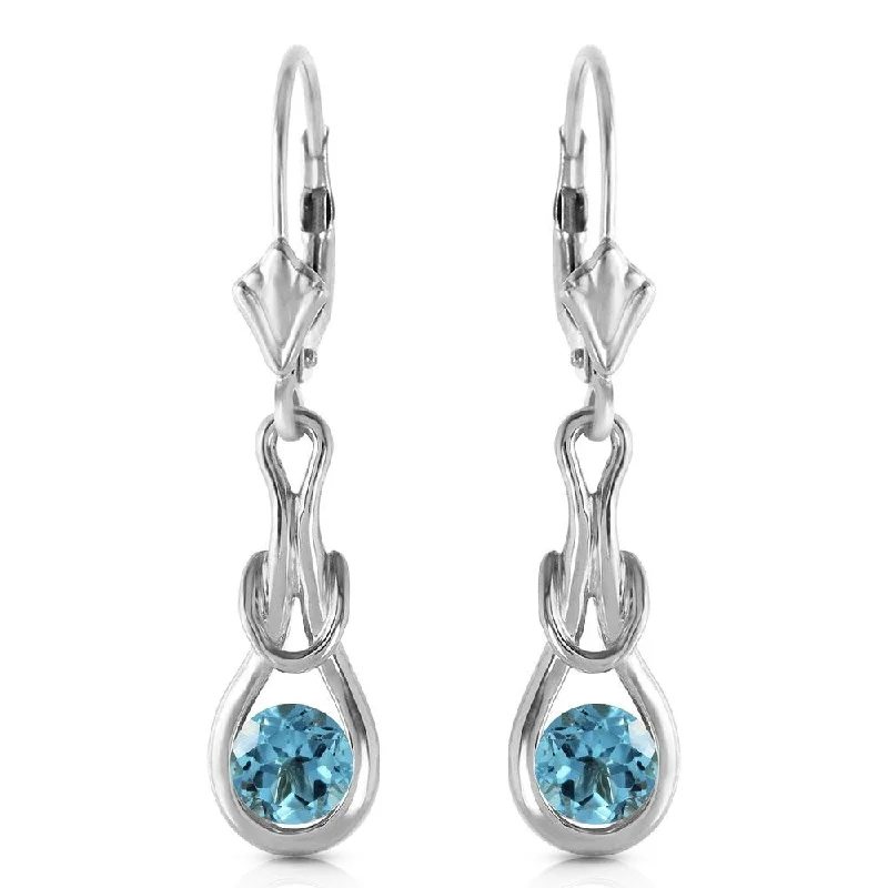 1.3 Carat 14K Solid White Gold Timeless Love Blue Topaz Earrings