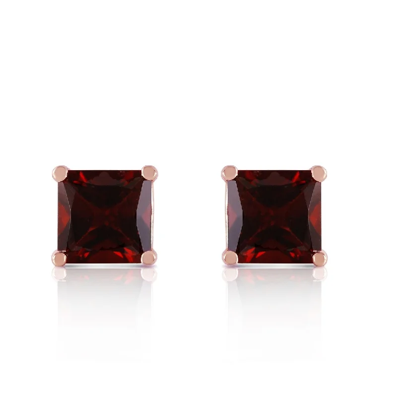 1.75 Carat 14K Solid Gold Sparkle Garnet Stud Gemstone Earrings