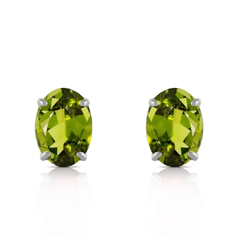 1.8 CTW 14K Solid White Gold Fabulous Time Peridot Earrings