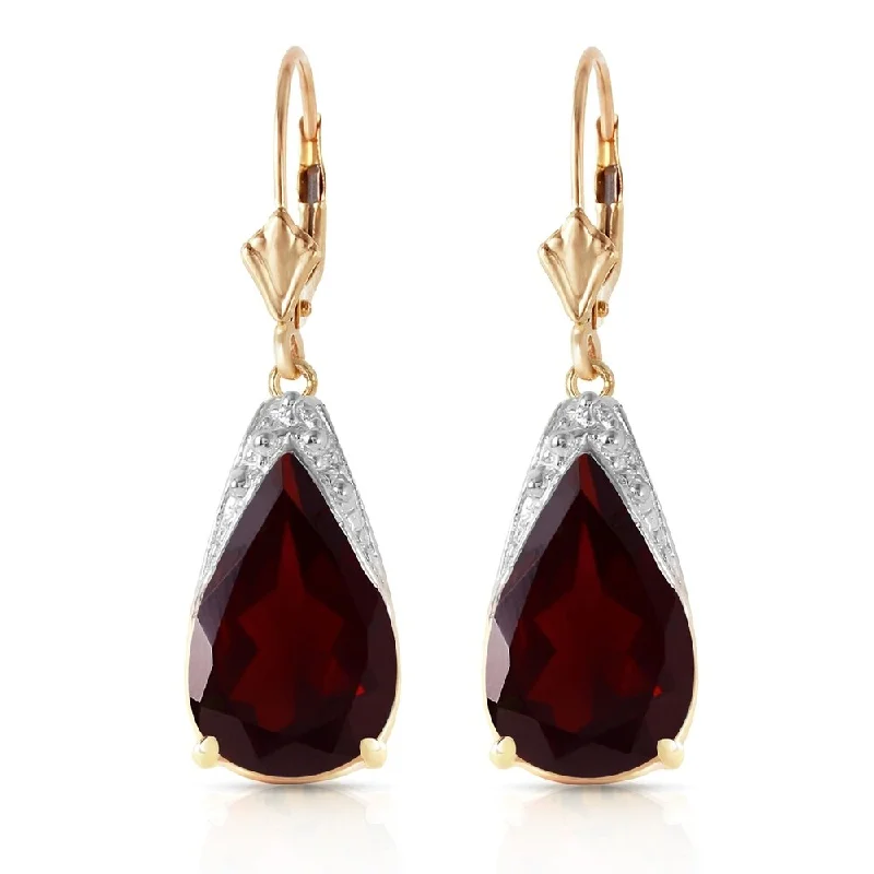 10 Carat 14K Solid Gold Leverback Earrings Natural Garnet