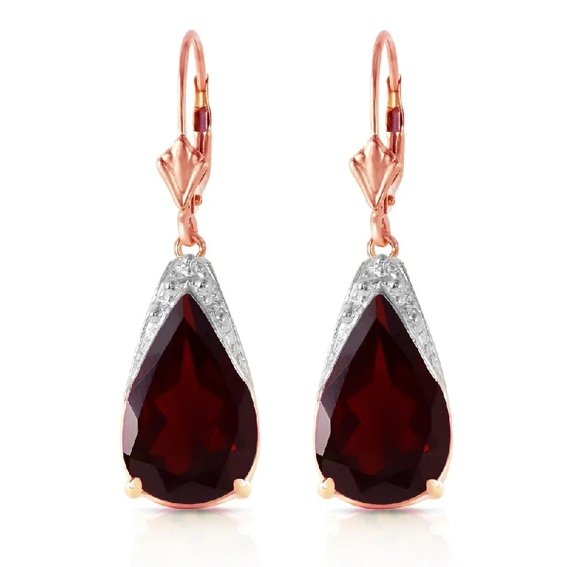 10 Carat 14K Solid Rose Gold Leverback Earrings Natural Garnet