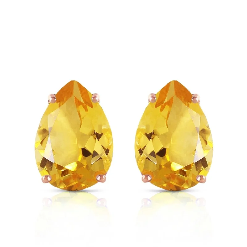 10 CTW 14K Solid Rose Gold Pear Shape Citrine Earrings