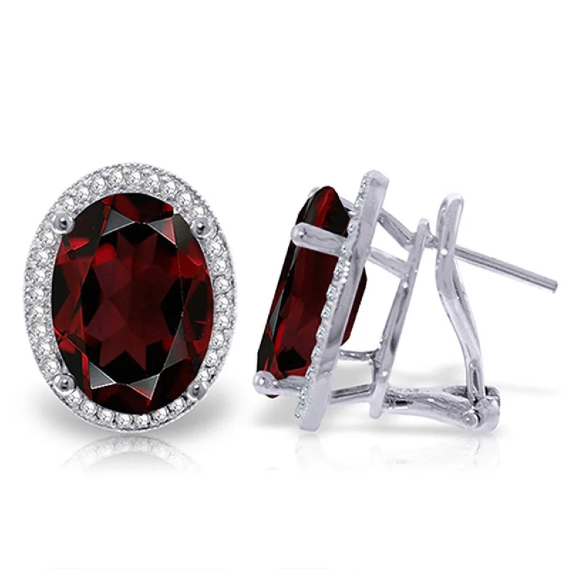 12.46 Carat 14K Solid Gold Natural Oval Garnet Diamond Earrings