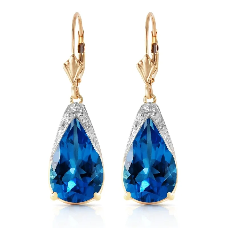 12 CTW 14K Solid Gold Bluette Blue Topaz Earrings