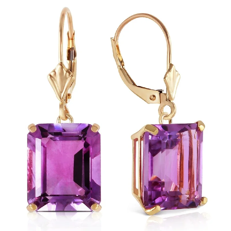 13 Carat 14K Solid Gold Leverback Earrings Amethyst