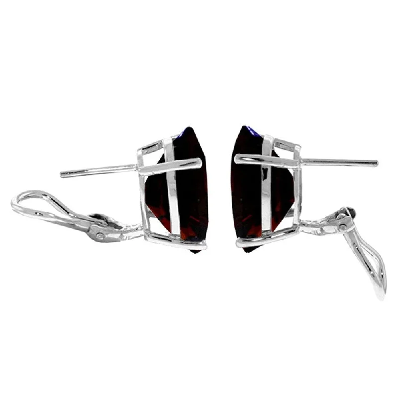 13 Carat 14K Solid White Gold French Clips Earrings Natural Garnet